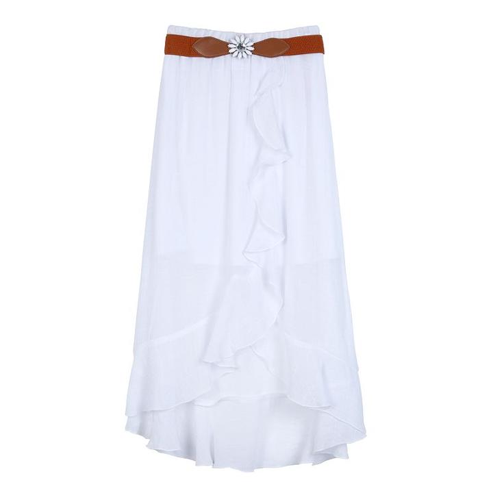 Girls 7-16 Iz Amy Byer Removable Belt Ruffled Gauze Skirt, Girl's, Size: Xl, White