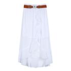 Girls 7-16 Iz Amy Byer Removable Belt Ruffled Gauze Skirt, Girl's, Size: Xl, White