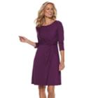 Women's Dana Buchman Printed Knot-front Dress, Size: Small, Drk Purple