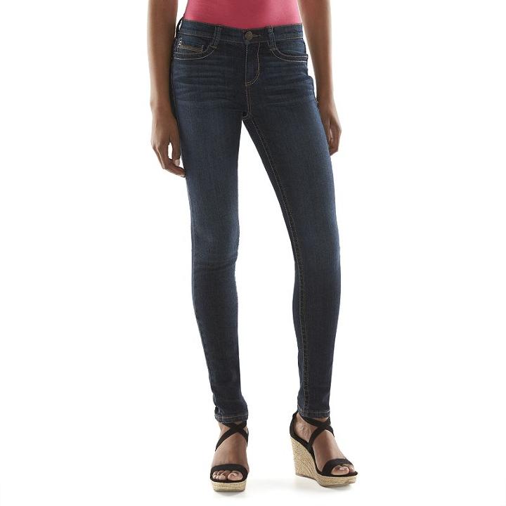Juniors' Mudd&reg; Heavy Stitch Skinny Jeans, Kids Unisex, Size: 11, Dark Blue