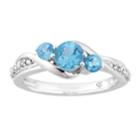 10k White Gold Swiss Blue Topaz & 1/10 Carat T.w. Diamond 3-stone Ring, Women's, Size: 8