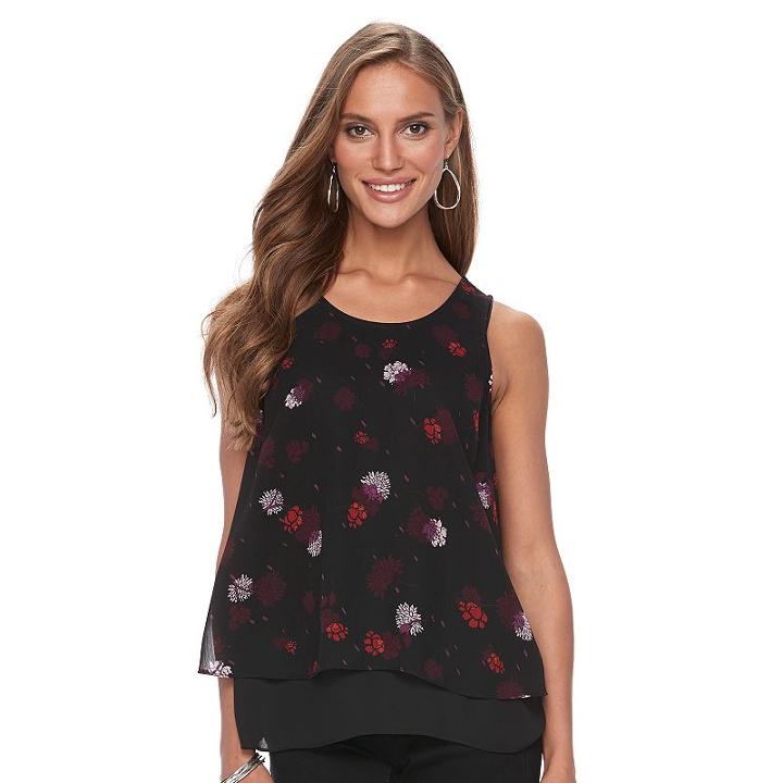 Women's Apt. 9&reg; Layered Chiffon Tank, Size: Large, Oxford