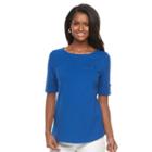 Women's Croft & Barrow&reg; Printed Slubbed Tee, Size: Xxl, Dark Blue