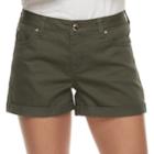 Women's Jennifer Lopez Midrise Cuffed Twill Shorts, Size: 12, Dark Green