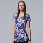 Women's Simply Vera Vera Wang Essential Print Scoopneck Tee, Size: Xl, Blue