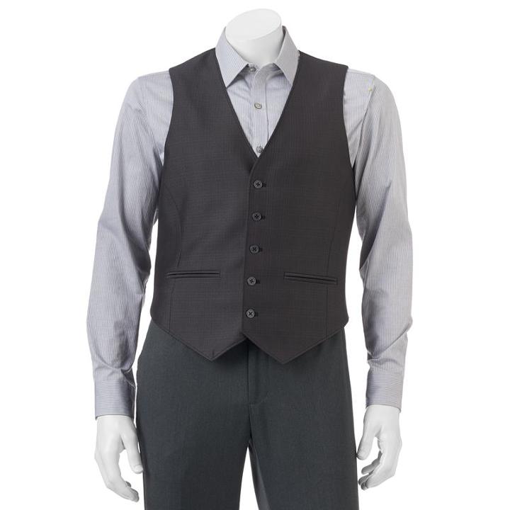 Men's Apt. 9&reg; Modern-fit Textured Woven Vest, Size: Xxl, Black