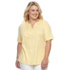 Plus Size Croft & Barrow&reg; Floral Embroidered Top, Women's, Size: 3xl, Gold