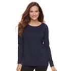 Petite Apt. 9&reg; Ribbed Crewneck Sweater, Women's, Size: Xl Petite, Dark Blue