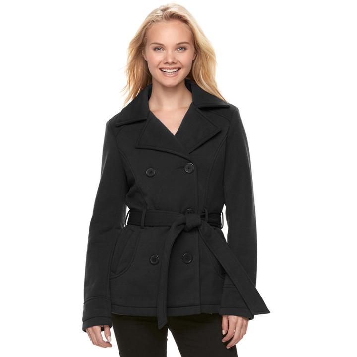 Juniors' J-2 Belted Double Breasted Coat, Teens, Size: Xl, Black