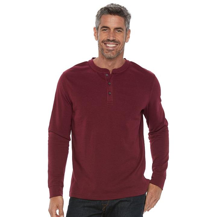 Men's Croft & Barrow&reg; Classic-fit Stretch Henley, Size: Xl, Dark Red
