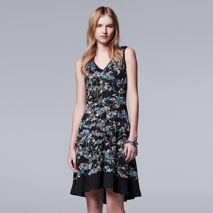 Women's Simply Vera Vera Wang Print Fit & Flare Dress, Size: Xl, Oxford