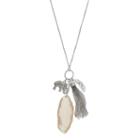 Elephant, Feather & Tassel Charm Necklace, Women's, Silver