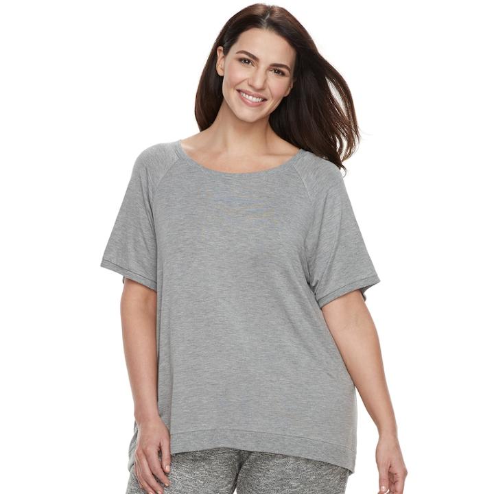 Plus Size Sonoma Goods For Life&trade; Ribbed Trim Tee, Women's, Size: 2xl, Med Grey