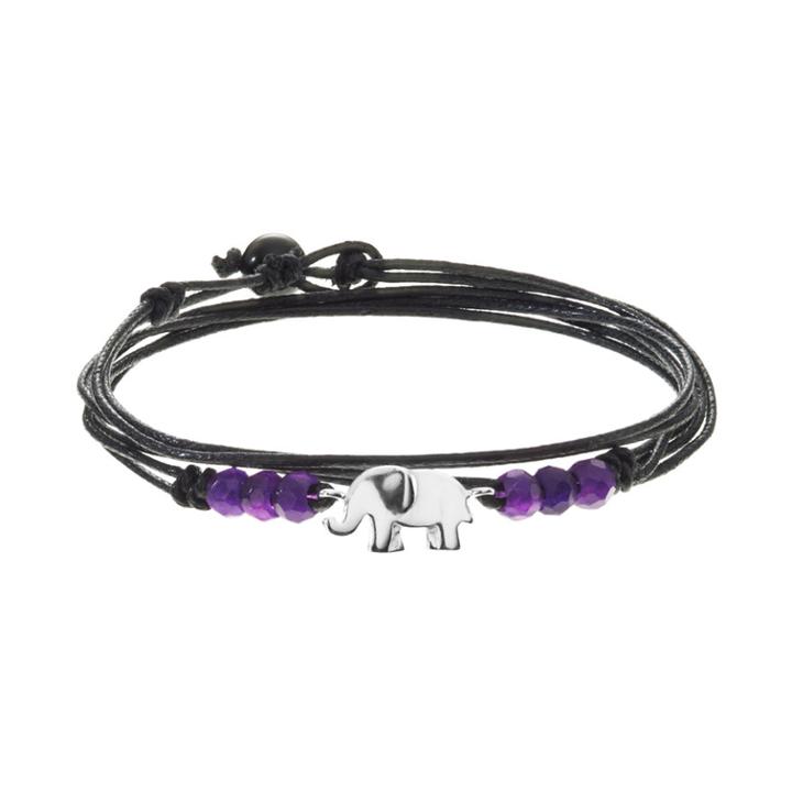 All Wrapped Up Lab-created Quartz Sterling Silver Elephant Link Wrap Bracelet, Women's, Black