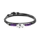 All Wrapped Up Lab-created Quartz Sterling Silver Elephant Link Wrap Bracelet, Women's, Black