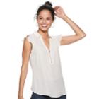 Juniors' Candie's&reg; Zip Front Flutter Sleeve Top, Teens, Size: Medium, Light Pink