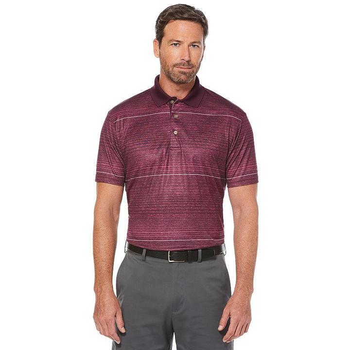 Men's Grand Slam Classic-fit Striped Heathered Motionflow Performance Polo, Size: Small, Purple Oth