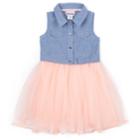 Girls 4-6x Little Lass Chambray Flocked Tulle Dress, Size: 5, Dark Pink