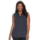 Plus Size Croft & Barrow&reg; Solid Sleeveless Polo, Women's, Size: 3xl, Blue