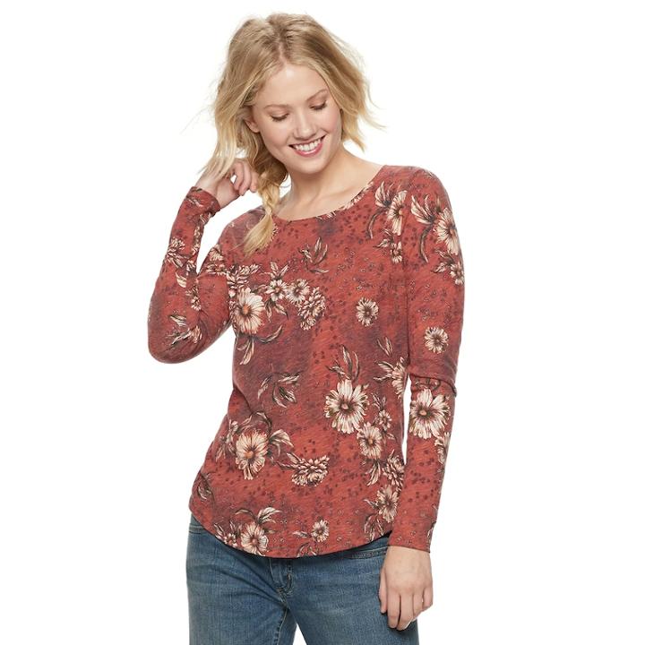 Women's Sonoma Goods For Life&trade; Essential Crewneck Tee, Size: Medium, Drk Purple