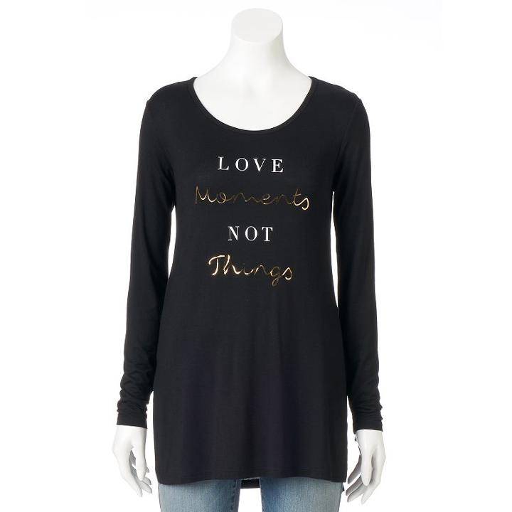 Women's Apt. 9&reg; Graphic Tunic, Size: Medium, Black