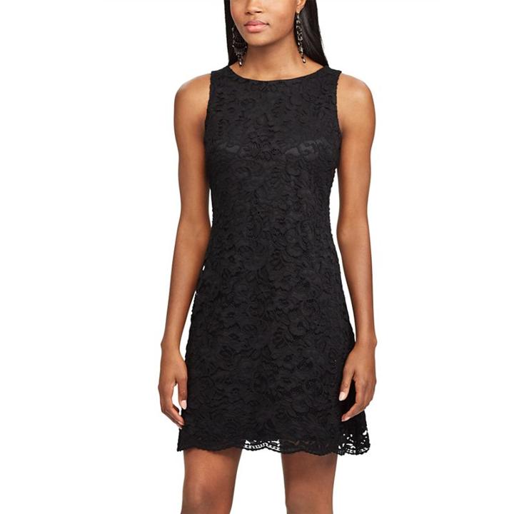 Women's Chaps Lace Shift Dress, Size: 12, Black