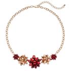 Two Tone Holiday Bow Necklace, Women's, Red