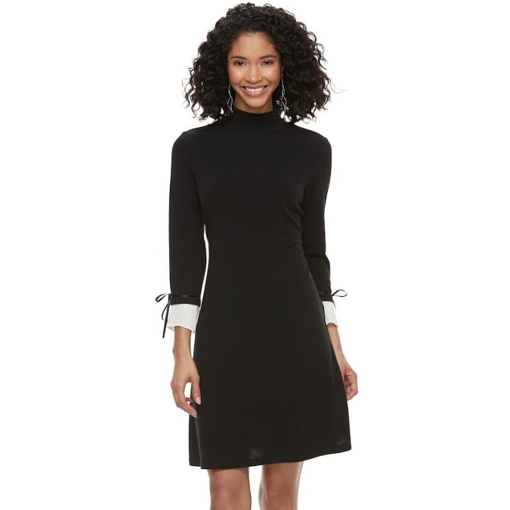 Women's Elle™ Mock-layer Sheath Dress, Size: Large, White