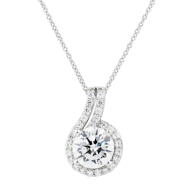 Diamonluxe Sterling Silver 2 1/2 Carat T.w. Simulated Diamond Swirl Pendant, Women's, White