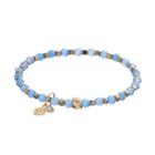 Tfs Jewelry 14k Gold Over Silver Blue Onyx Bead Stretch Bracelet, Women's, Size: 7