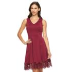 Women's M By Maia Scuba Lace Fit & Flare Dress, Size: 8 - Regular, Dark Red