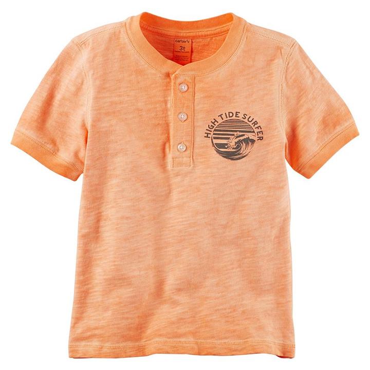 Boys 4-8 Carter's Chest Graphic Henley Tee, Boy's, Size: 8, Orange