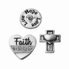 Blue La Rue Crystal Silver-plated Faith Heart, Cross & Live Hope Love Disc Charm Set, Women's, Grey