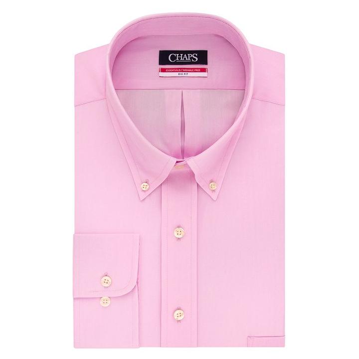 Big & Tall Chaps Regular-fit Herringbone Wrinkle-free Dress Shirt, Men's, Size: 18.5 34/5b, Pink