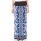 Women's Apt. 9&reg; Print Column Maxi Skirt, Size: Medium, Cobalt Placement