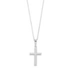 Sterling Silver Square Cross Pendant Necklace, Women's, Grey
