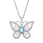 Gemstone Sterling Silver Openwork Butterfly Pendant Necklace, Women's, White