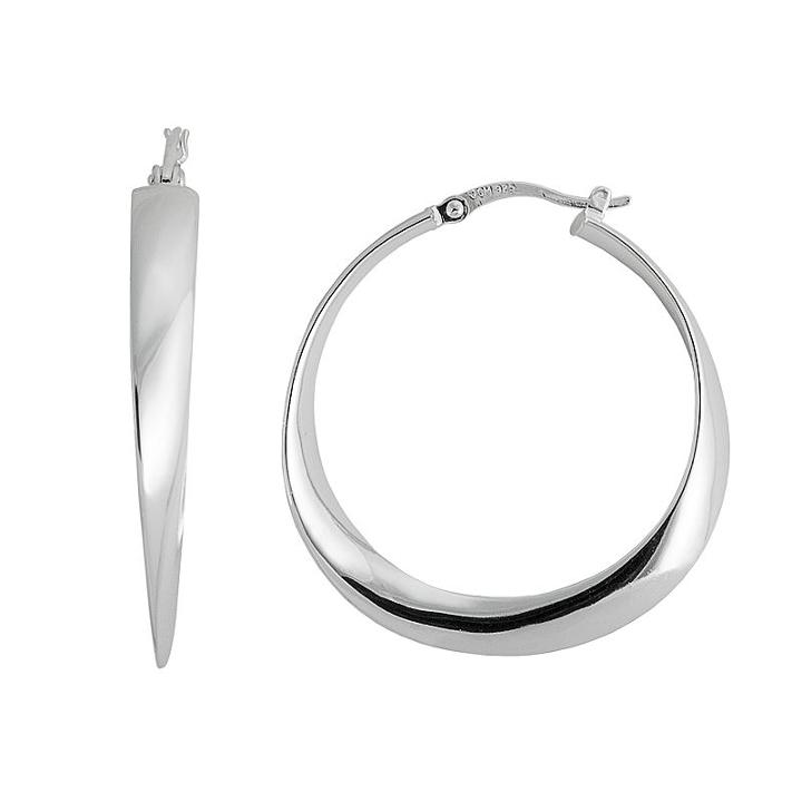 Silver Classics Sterling Silver Twisted Oval Hoop Earrings, Women's, Grey