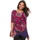 Women's Dana Buchman Paisley Shark-bite Top, Size: Medium, Purple