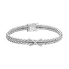 Sterling Silver Cubic Zirconia X Woven Bangle Bracelet, Women's, Size: 7.5, White