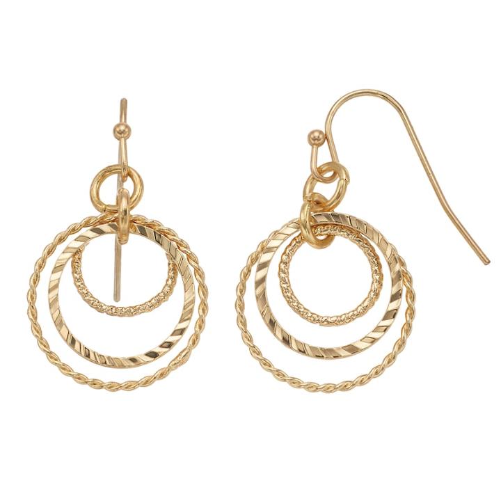 Lc Lauren Conrad Concentric Circle Nickel Free Drop Earrings, Women's, Gold