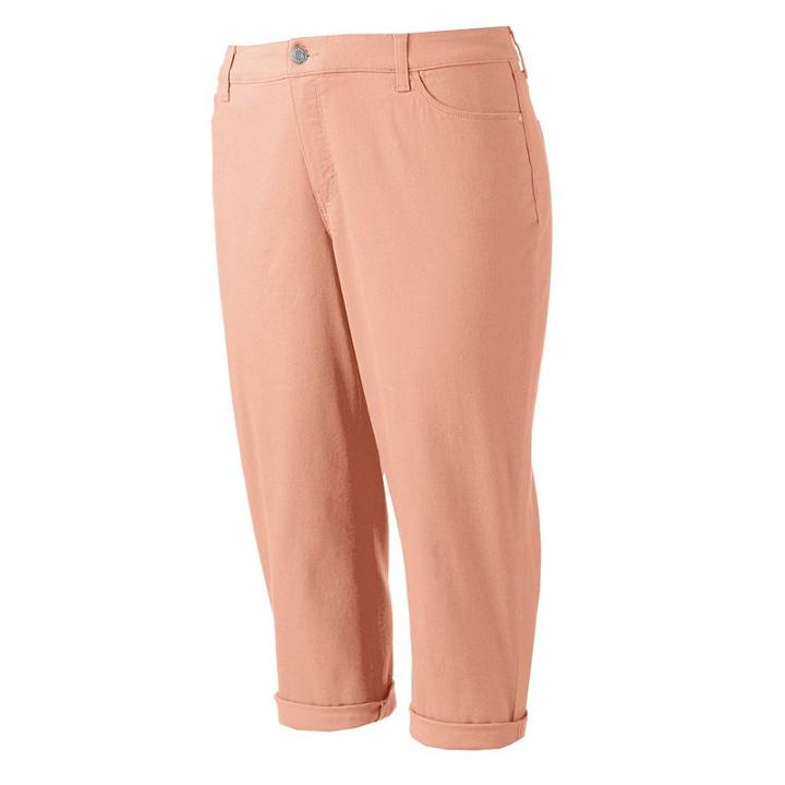 Plus Size Croft & Barrow&reg; Cuffed Capri Jeans, Women's, Size: 18 W, Lt Orange