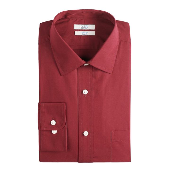 Men's Croft & Barrow&reg; Regular-fit Easy-care Spread-collar Dress Shirt, Size: 17.5-32/33, Dark Red