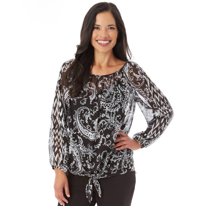 Women's Apt. 9&reg; Tie Peasant Blouse, Size: Xl, Paisley