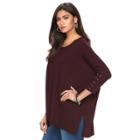 Women's Jennifer Lopez Lace-up Dolman Caftan Sweater, Size: L/xl, Light Red