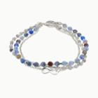 Blue Agate & White Quartz 3-strand Infinity Charm Bracelet, Women's