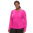Plus Size Tek Gear&reg; Printed Long Sleeve Tee, Women's, Size: 2xl, Dark Pink