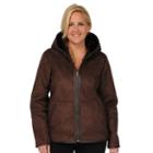 Plus Size Excelled Faux-shearling Hooded Jacket, Women's, Size: 1xl, Brown