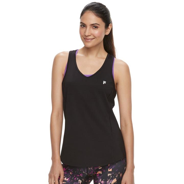 Women's Fila Sport&reg; V-neck Racerback Tank, Size: Large, Black