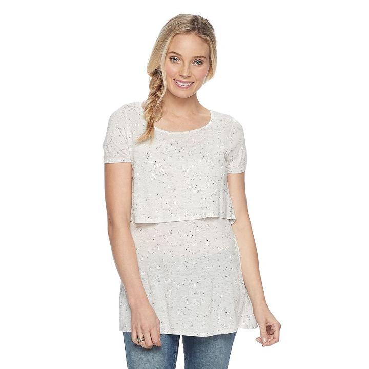 Maternity A:glow Nep Popover Nursing Tee, Women's, Size: S-mat, White